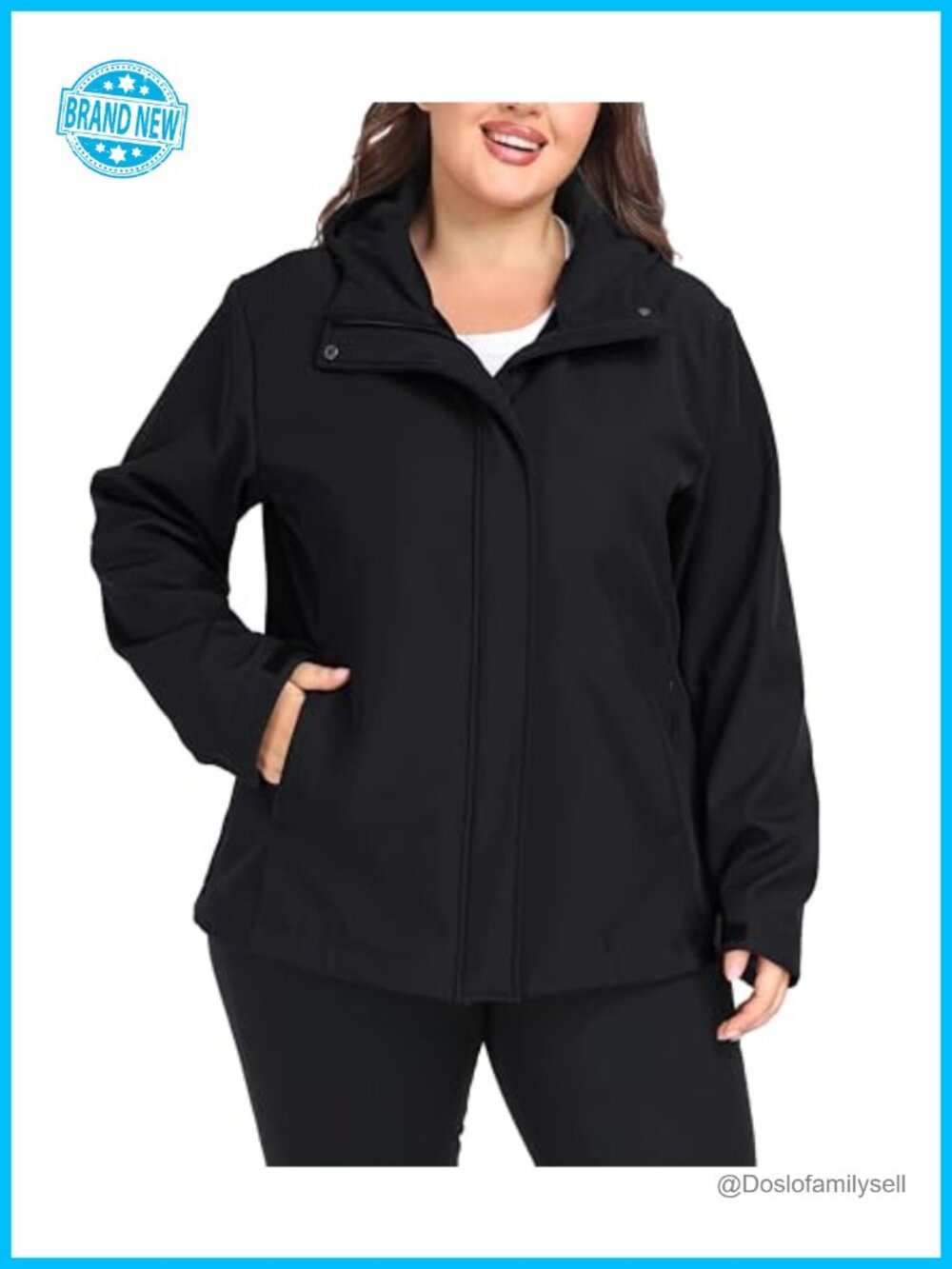 Plus Size Softshell Jacket Hooded Fleece Lined Windbreaker Waterproof